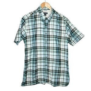 Eddie Bauer Mens Plaid Fishing Shirt Blue Size TL Tall Classic Outdoor Tech